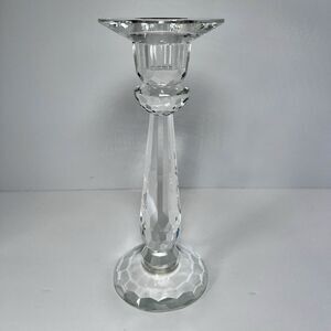 Candlestick Holder Faceted Crystal Glass,Clear Cut Glass. Wedding decor